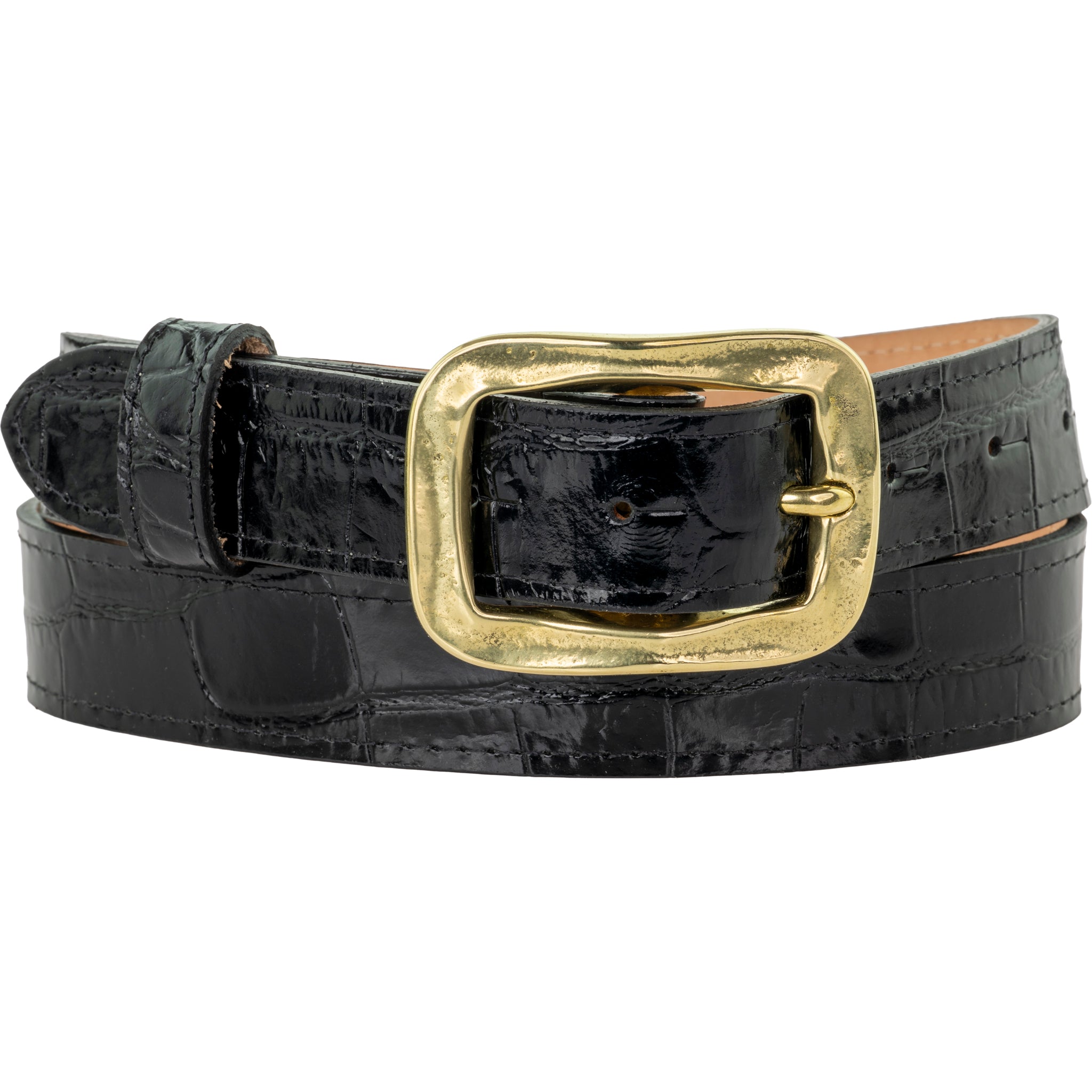 Men's Brown Crocodile Print Leather Belt 30mm | Peachy Belts