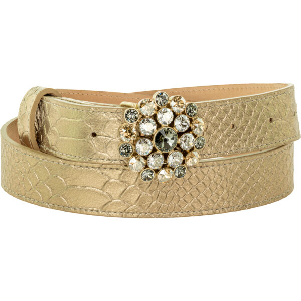 Little Leopard Waterlily Swarovski Belt Buckle (Fits: 30mm Belt)