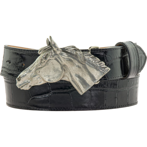 Silver Horse Head Belt Buckle (Fits Any Belt Size)