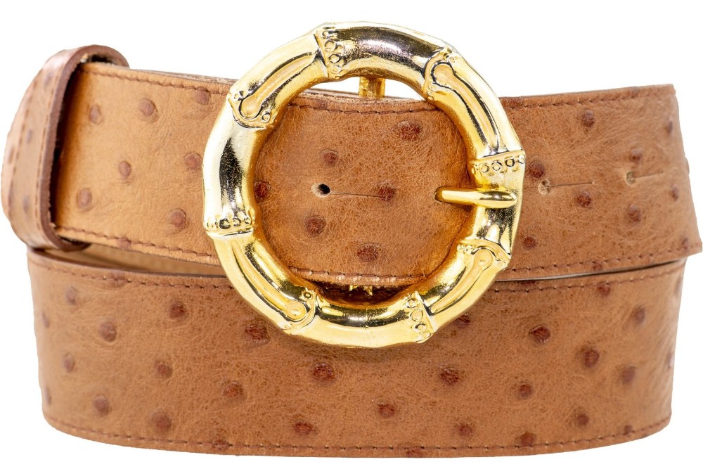 Handmade Gold Bamboo Circle Belt Buckle For Women (Fits: 40mm Belt) - Image 3