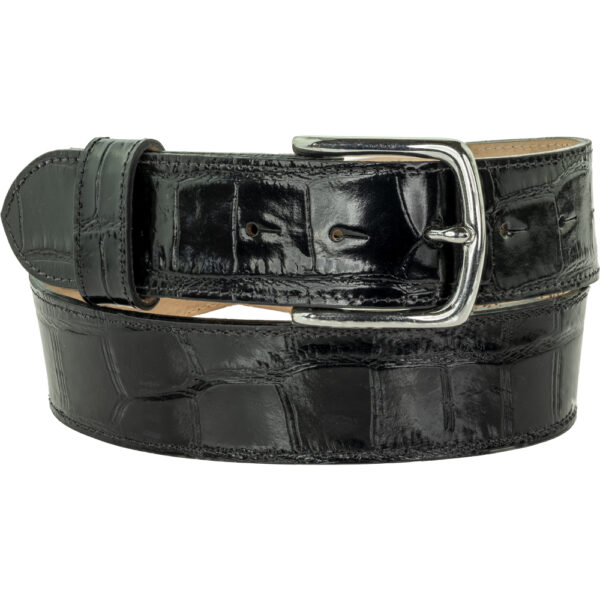 Men's 40mm Black Croc Print Belt