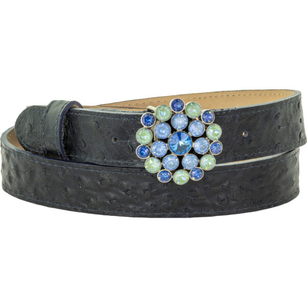 30mm Ocean Blue Diamante Waterlily Buckle