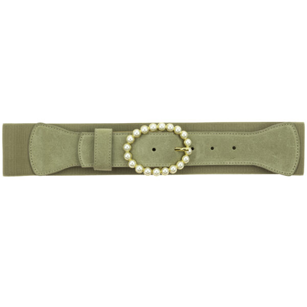 60mm Mushroom Suede Waist Belt with 40mm Pearl Oval buckle (fits all of our 40mm buckles)