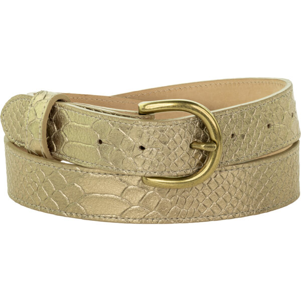 30mm Champagne Croc Print Belt