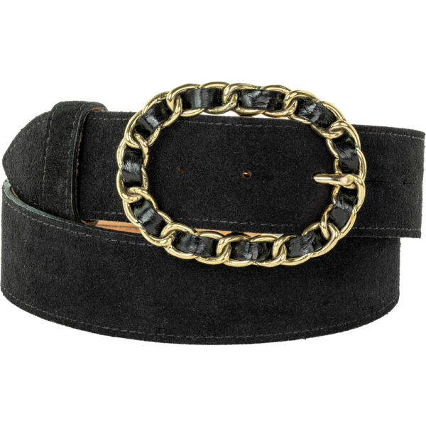 Gold Coco Buckle with Black Leather (Fits: 40mm Belts)