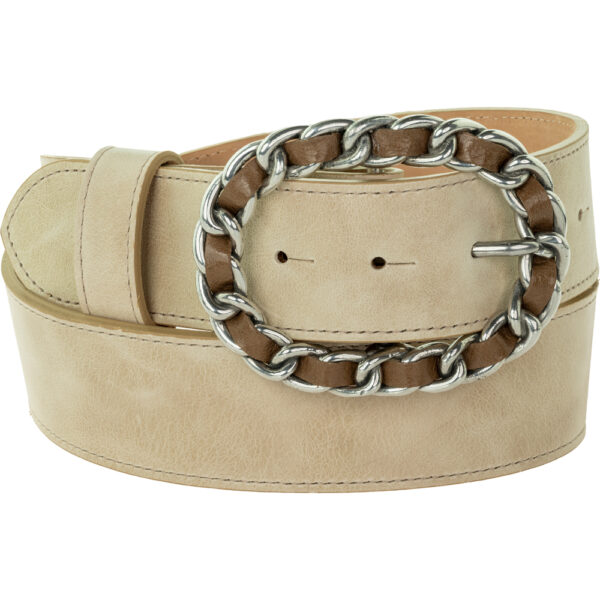 Silver Coco Buckle with Mink Leather (Fits: 40mm Belts)