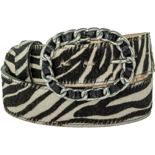 Silver Coco Buckle with Black Leather (Fits: 40mm Belts)
