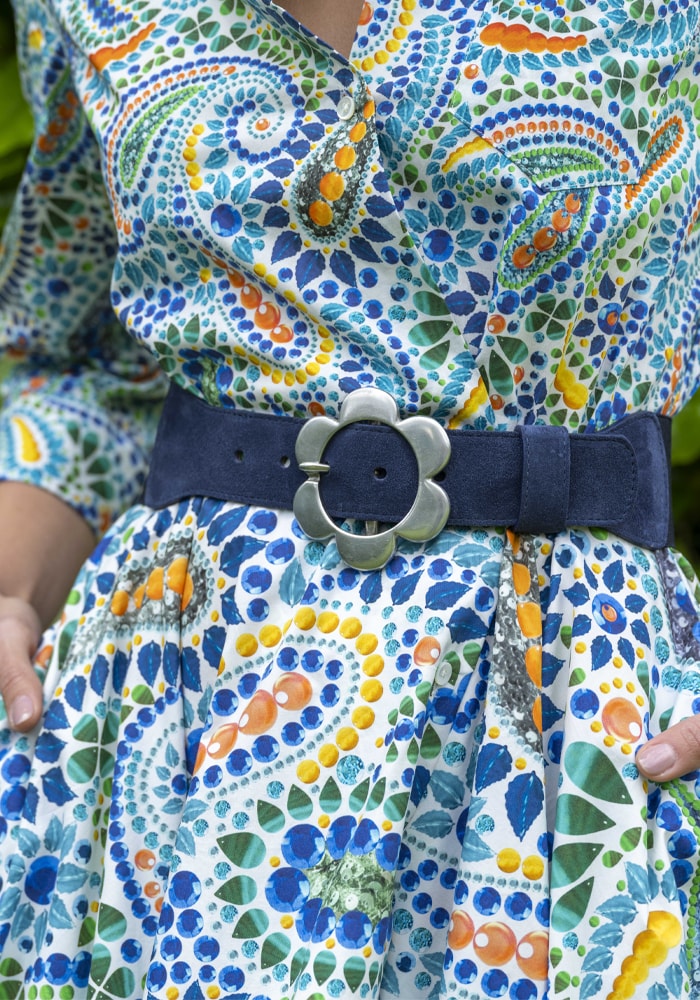 60mm Navy Suede Waist Belt with Silver Chelsea Daisy (also fits all of our 40mm buckles)